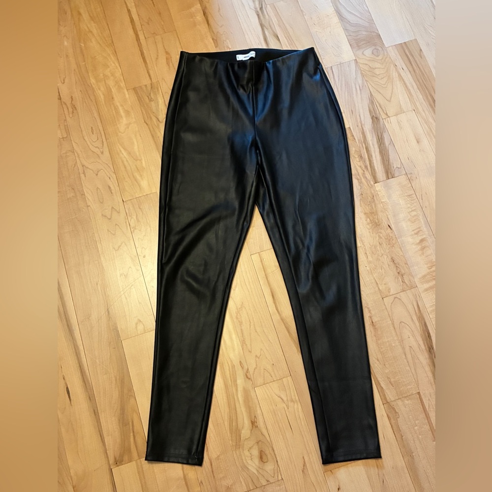 Mango Black Faux Leather Legging Pants